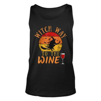 Witch Way To The Wine Funny Halloween Party Wine Witch Lover Unisex Tank Top - Seseable