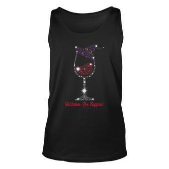 Witches Be Sippin Witch Squad Wine Glass Halloween Party Unisex Tank Top - Seseable