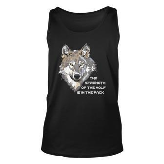 Wolf Face - The Strength Of The Wolf Is In The Pack Men Women Tank Top Graphic Print Unisex - Thegiftio UK