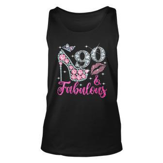 Womens 90 & Fabulous Diamond Crown Shoes Queen 90 Yrs Old Birthday Unisex Tank Top - Seseable
