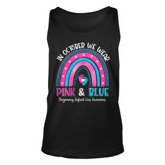 Womens Cute In October We Wear Pink And Blue Pregnancy Infant Loss Men Women Tank Top Graphic Print Unisex - Thegiftio UK