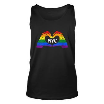 Womens Gay Pride Nyc Rainbow Hands Heart New York Gay Pride Parade Unisex Tank Top - Thegiftio UK