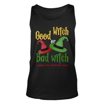Womens Good Witch Bad Witch I Can Go Either Way Halloween Costume Unisex Tank Top - Seseable