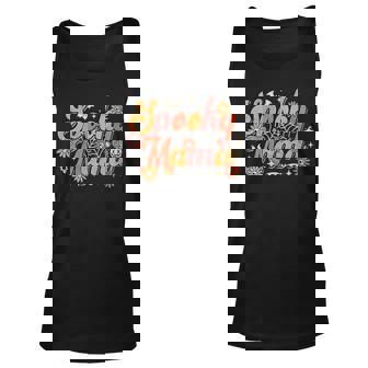 Womens Groovy Spooky Mama Retro Halloween Ghost Witchy Spooky Mom Unisex Tank Top - Thegiftio UK