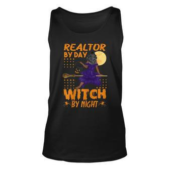 Womens Halloween Real Estate Agent Realtor By Day Witch By Night Unisex Tank Top - Seseable