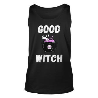 Womens Halloween Witch Good Bad Scary Witch Vibes Costume Basic Unisex Tank Top - Seseable