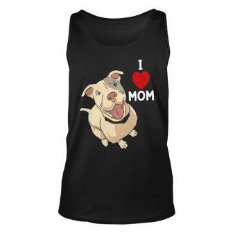 Womens I Love Mom Valentines Day Cute Dog Pitbull Mama V Day Pajama Unisex Tank Top - Thegiftio UK