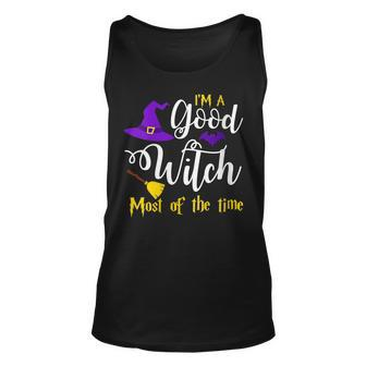 Womens Im A Good Witch Most Of The Time Funny Sayings Halloween Unisex Tank Top - Seseable
