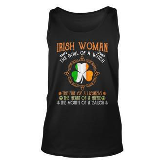 Womens Irish Woman The Soul Of A Witch Tshirt St Patricks Day Gift Men Women Tank Top Graphic Print Unisex - Thegiftio UK