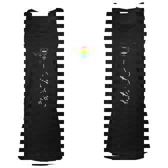 Womens Let It Bee Hand Drawn Rainbow Bees Beekeeper Line Art Pride Unisex Tank Top - Thegiftio