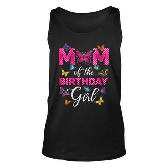 Womens Mom Of The Birthday Girl Butterfly Mama Mommy 1St Bday Unisex Tank Top - Seseable