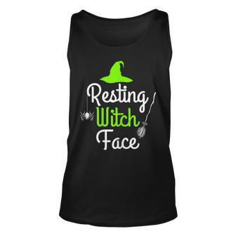 Womens Resting Witch Face Halloween Fall Funny Trick Or Treat Sassy Unisex Tank Top - Seseable