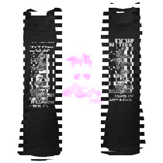 Womens Retro In October We Wear Pink Ribbon Skull Messy Bun Breast Men Women Tank Top Graphic Print Unisex - Thegiftio