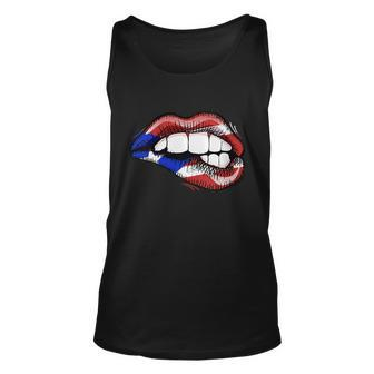 Womens Sexy Biting Lips Puerto Rico Flag Pride Sexy Lady Gifts Graphic Design Printed Casual Daily Basic Unisex Tank Top - Thegiftio UK