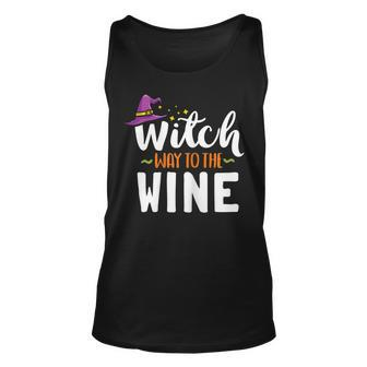 Womens Wine Lover Outfit For Halloween Witch Way To The Wine Unisex Tank Top - Seseable