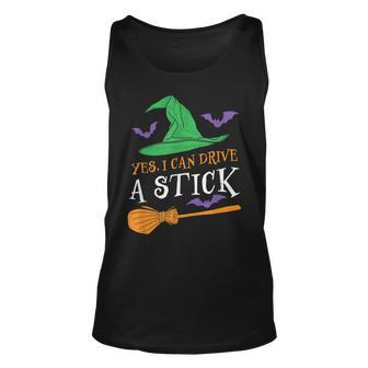 Yes I Can Drive A Stick Funny Witch Halloween Unisex Tank Top - Seseable