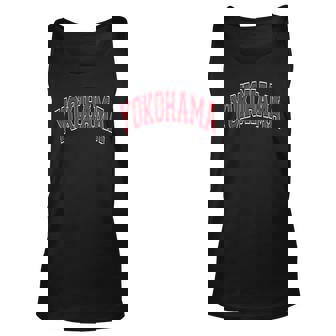Yokohama Japan Varsity Style Red Text Men Women Tank Top Graphic Print Unisex - Thegiftio