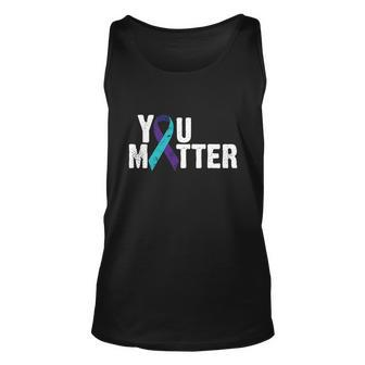 You Matter Purple Teal Ribbon Suicide Prevention Awareness Tshirt Unisex Tank Top - Monsterry