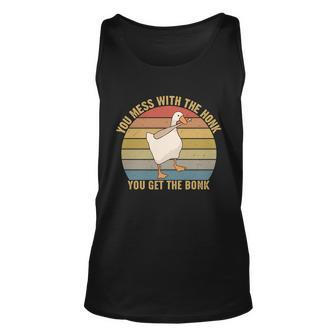 You Mess With The Honk You Get The Bonk Funny Retro Vintage Goose Tshirt Unisex Tank Top - Monsterry AU