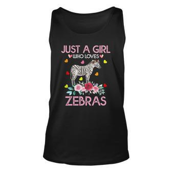 Zebra Animal Lover Gift Just A Girl Who Loves Zebras Men Women Tank Top Graphic Print Unisex - Thegiftio UK