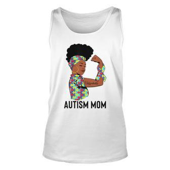 Autism Awareness Strong Mom Afro Mother Black Women Gift Graphic Design Printed Casual Daily Basic Unisex Tank Top - Thegiftio UK