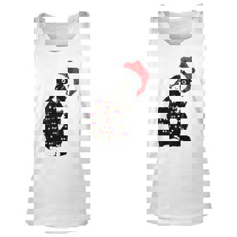 Black Cat Christmas Light Funny Cat Lover Christmas Pajama Sweat Unisex Tank Top - Thegiftio
