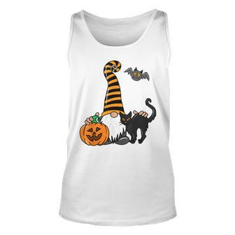 Black Cat Gnome Pumpkin Jack-O-Lantern Bat Halloween Costume Unisex Tank Top - Seseable