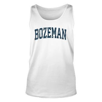 Bozeman Montana Mt Vintage Athletic Sports Navy Design Unisex Tank Top | Mazezy