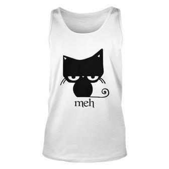 Cat Funny Shirt Meh Black Cat Tshirt Men Women Tank Top Graphic Print Unisex - Thegiftio UK