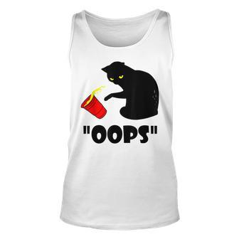 Cat Oops Funny Black Cat Knocking Over A Glass V2 Unisex Tank Top - Seseable