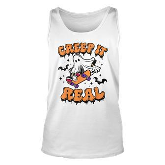 Creep It Real Funny Ghost Halloween Pumpkin Trick Or Treat Unisex Tank Top - Seseable