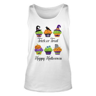 Cute Trick Or Treat Happy Halloween Cupcake Assortment Gift Unisex Tank Top - Seseable