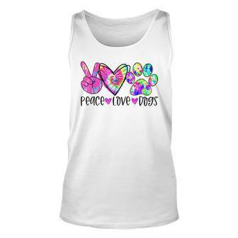 Dog Lover Peace Love Dogs Tie Dye Rescue Puppy Gifts Womens Men Women Tank Top Graphic Print Unisex - Thegiftio UK
