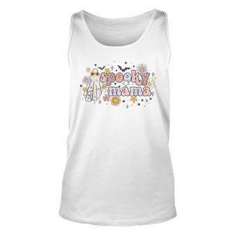 Floral Ghost Halloween Spooky Mama Cool Mom Funny Halloween Unisex Tank Top - Seseable