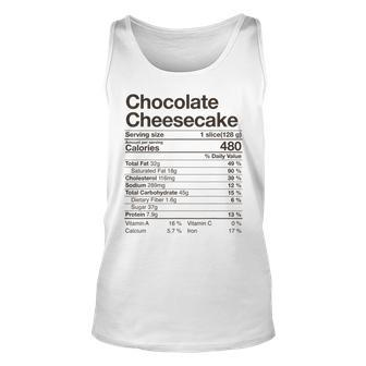 Fun Chocolate Cheesecake Nutrition Facts Thanksgiving Gift V2 Unisex Tank Top - Seseable
