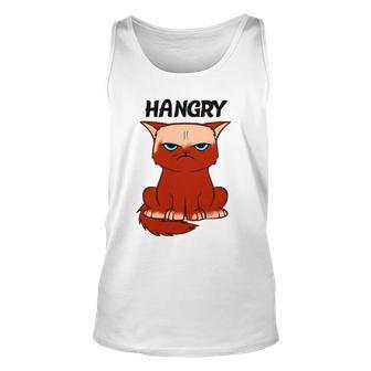 Funny Hangry Cat Cartoon Style Humor Tee Unisex Tank Top | Mazezy