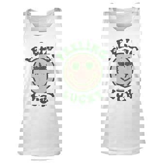 Funny St Patrick Day Feeling Lucky Smile Face Meme Men Women Tank Top Graphic Print Unisex - Thegiftio