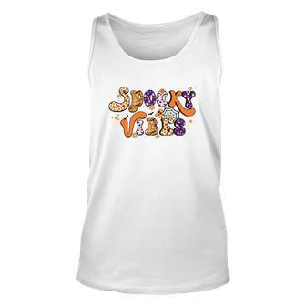 Groovy Style Thick Thights And Spooky Vibes Halloween Unisex Tank Top - Seseable