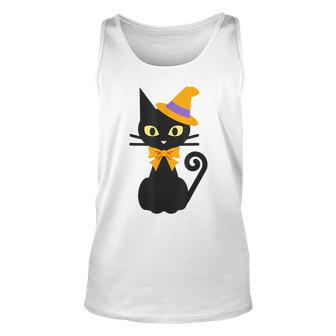 Halloween Black Cat With Hat And Bow Japanese Funny Unisex Tank Top - Seseable