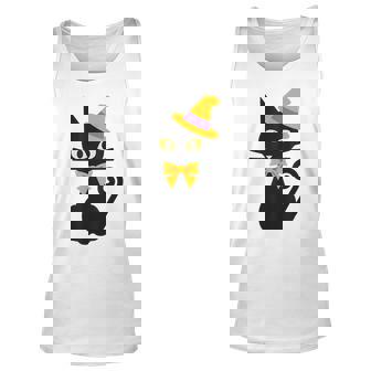 Halloween Black Cat With Hat And Bow Japanese Funny Unisex Tank Top - Seseable