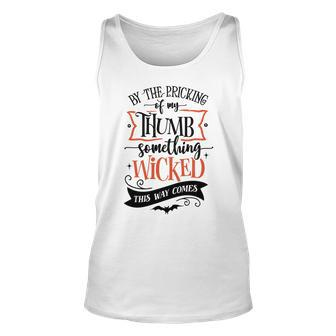 Halloween By The Pricking Of My Thumb Orange And Blac Design Men Women Tank Top Graphic Print Unisex - Seseable