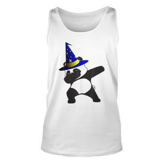 Halloween Dabbing Wizard Panda Bear Magic Witch Hat Gift Unisex Tank Top - Seseable