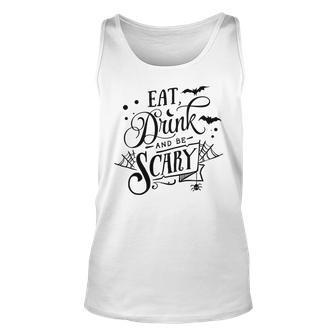 Halloween Eat Drink And Be Scary Black Design Men Women Tank Top Graphic Print Unisex - Seseable