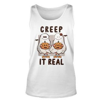 Halloween Ghost Creep It Real Ghost Pumpkin Trick Or Treat Unisex Tank Top - Thegiftio UK