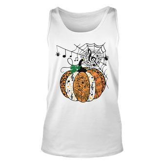 Halloween Pumpkin Music Symbols Music Teacher Halloween Unisex Tank Top - Seseable