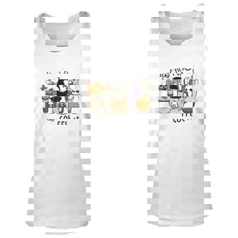 Halloween Scary Till I Get Coffee Cute Design Men Women Tank Top Graphic Print Unisex - Seseable