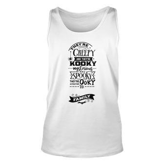 Halloween Trey_Re Creepy And They_Re Kooky Mysterious Black V2 Men Women Tank Top Graphic Print Unisex - Seseable