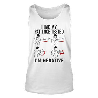 I Had My Patience Tested Im Negative Coworker Funny Sarcasm Unisex Tank Top - Thegiftio UK