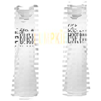 Leopard Pumpkin Hello Pumpkin Graphic Fall Halloween Costume Unisex Tank Top - Seseable