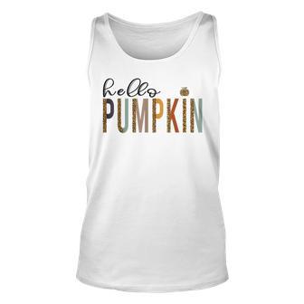 Leopard Pumpkin Hello Pumpkin Graphic Fall Halloween Costume Unisex Tank Top - Seseable